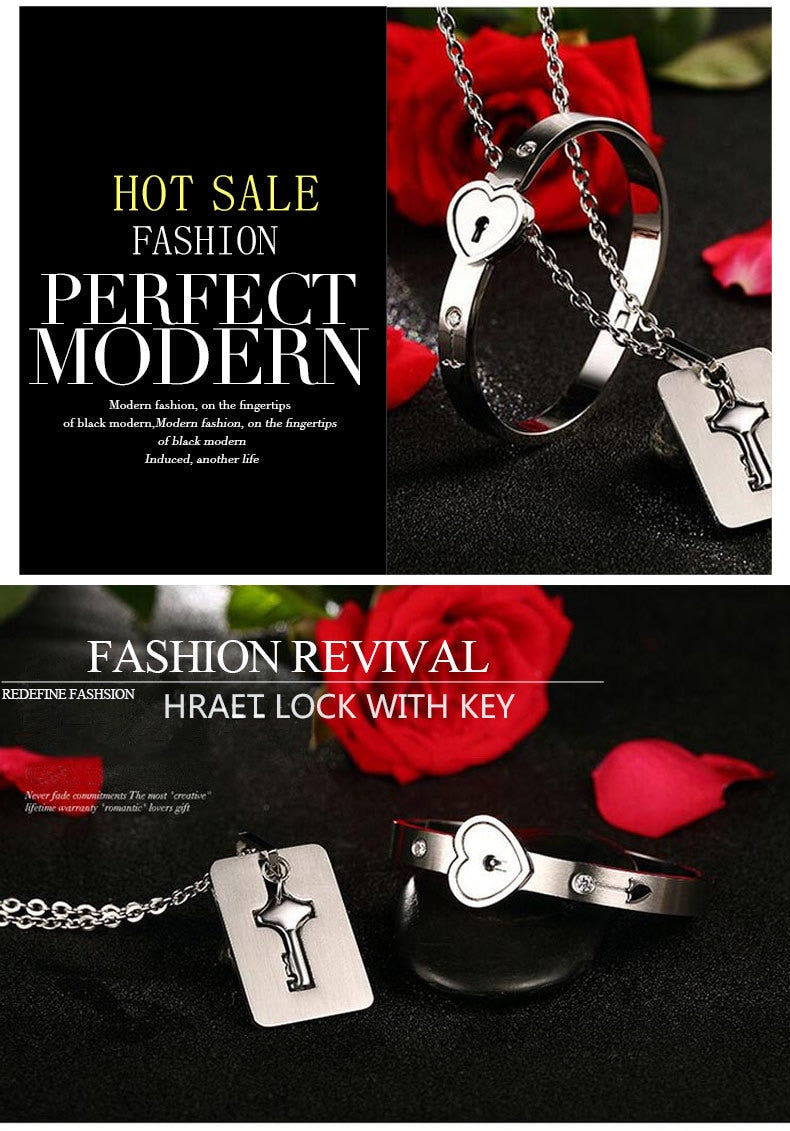 Concentric Lock Key Bracelet Forever Love Jewelry Set Valentine's