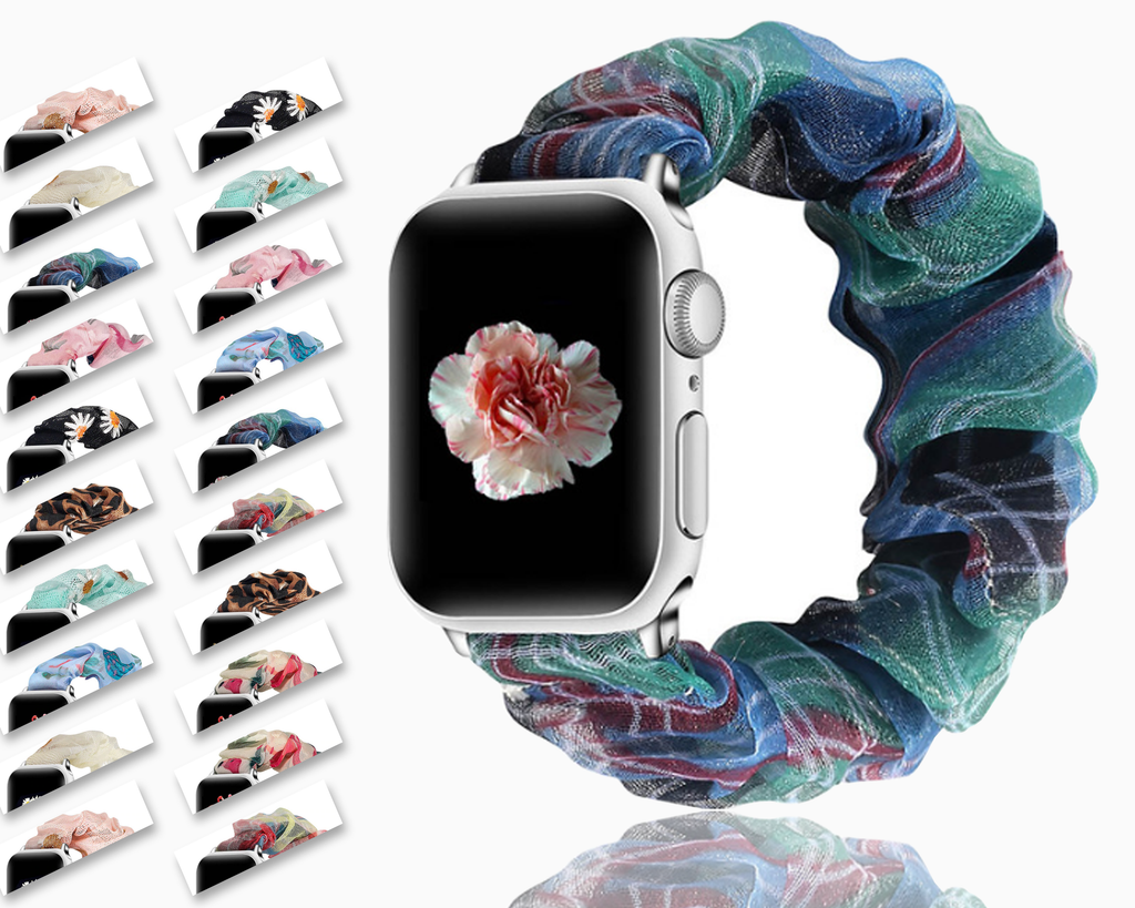 Watchbands Art Blue Turquoise Printed Flower for Apple Watch Band 6 5 4 Watchband