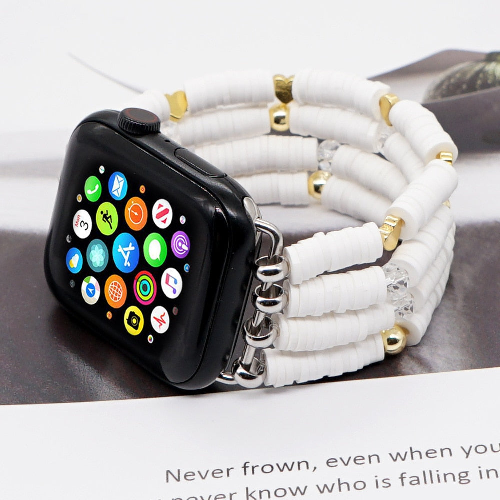 Strap For Apple Watch Band 44mm 45mm 42mm 40mm 41mm 38mm Hand Beaded Women Bracelet Iwatch Series 3 4 5 6 Se 7 - Watchbands