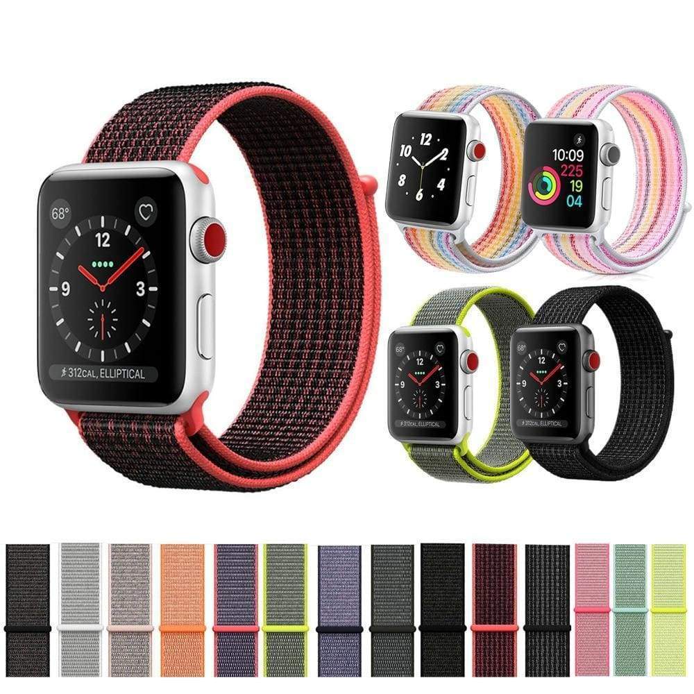 Amy's Mother Store Apple Watch Band Nylon Sport Loop Strap 44mm/ 40mm/ 42mm/ 38mm iWatch Series 1 2 3 5 Pearl Pink / 38mm / 40mm / 41mm