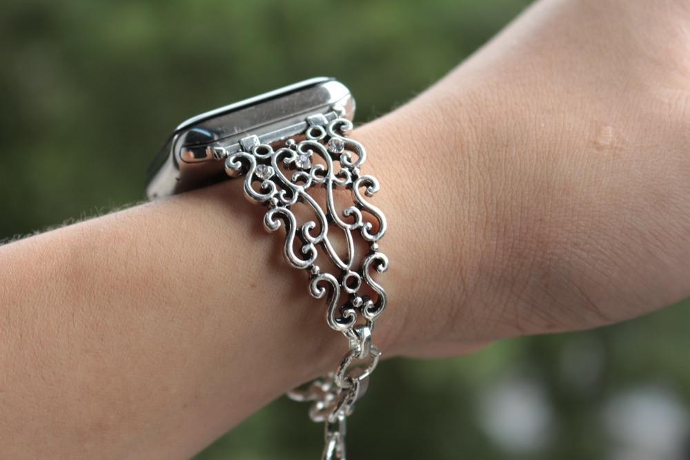 www.Nuroco.com - Apple Watch band Silver cuff Vintage Link  display picture 1