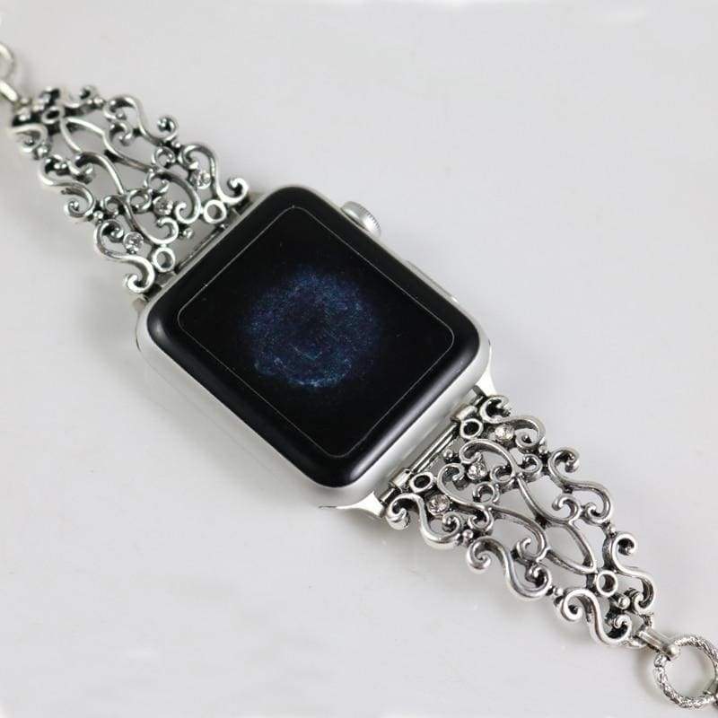 www. - Apple Watch band Silver cuff Vintage Link Bracelet Strap  for 44mm/ 40mm/ 42mm/ 38mm