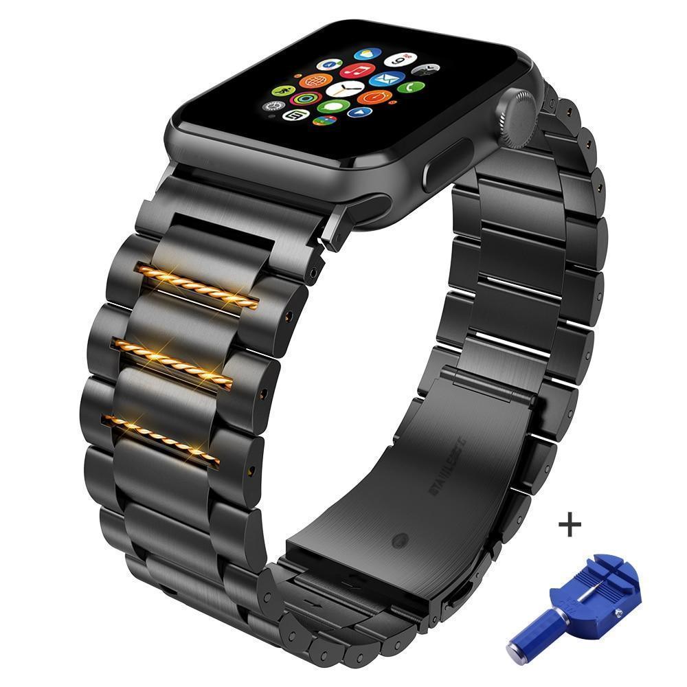 Accessories black-1 / 42mm/44mm Apple watch sport strand band, Link band, 44mm, 42mm, 40mm, 38mm, Series 1 2 3 4 Stainless Steel, US Fast shipping