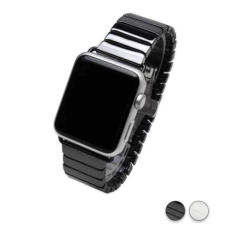 Accessories Black / 38mm / 40mm Apple Watch Series 6 5 4 Band, Ceramic Link Loop Strap Butterfly Clasp