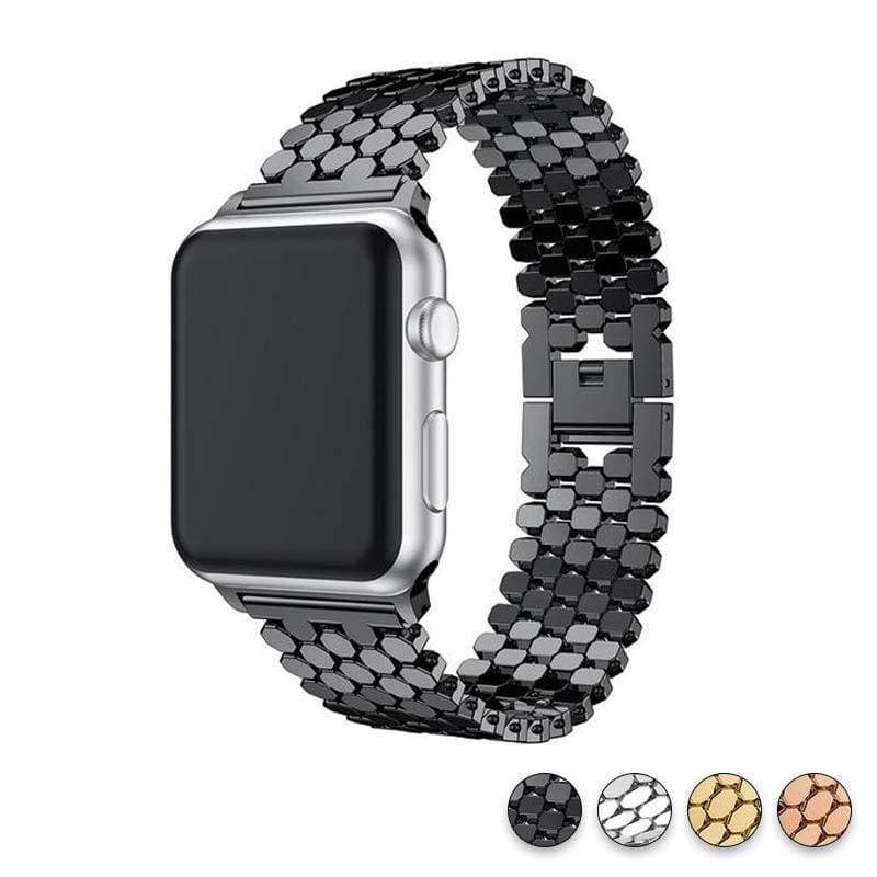 Accessories Black / 38mm/40mm Apple Watch Series 5 4 3 2 Band, Hexagon Strap, Stainless Steel, iWatch, Watchbands, 38mm, 40mm, 42mm, 44mm -  US fast shipping