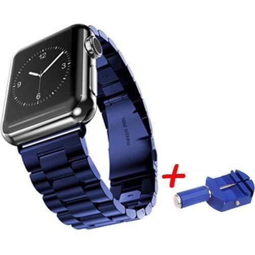 accessories Blue / 38mm / 40mm Apple Watch Series 5 4 3 2 Band, Sport Link Stainless Steel Metal Rolex Style Strap with tool 38mm, 40mm, 42mm, 44mm - US Fast Shipping