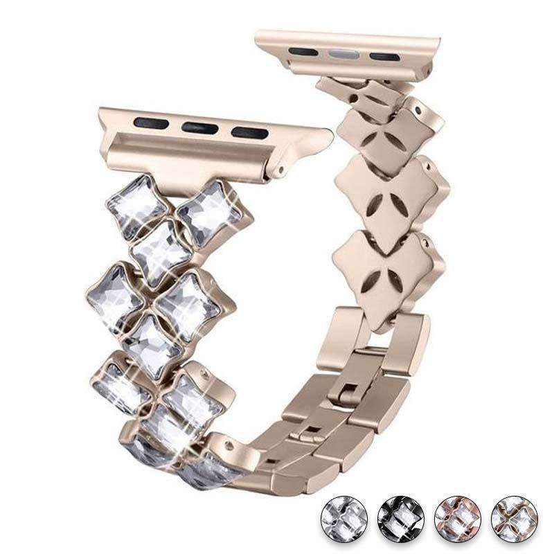 www. Apple Watch Bands Rose Gold Bling Diamond Stainless Steel Strap iWatch Bracelet Silver / 42mm / 44mm / 45mm