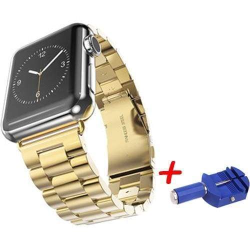 accessories Gold / 38mm / 40mm Apple Watch Series 5 4 3 2 Band, Sport Link Stainless Steel Metal Rolex Style Strap with tool 38mm, 40mm, 42mm, 44mm - US Fast Shipping