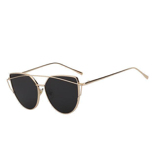 accessories Gold w black Cat Eye Mirror Shades Sunglasses
