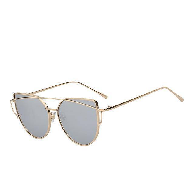 accessories Gold  w silver mir Cat Eye Mirror Shades Sunglasses