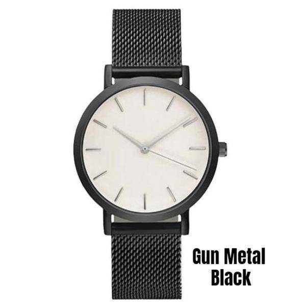 Accessories Gun Metal Black Minimalist Unisex Designer Watches