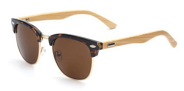4 Designs, Half Metal Bamboo Mirror Sunglasses UV400