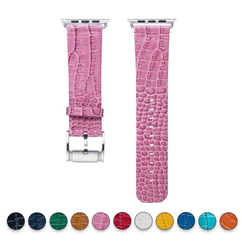 Accessories Pink / 38mm / 40mm Apple Watch Series 5 4 3 2 Band, Crocodile Genuine Leather Strap for iWatch 38mm, 40mm, 42mm, 44mm