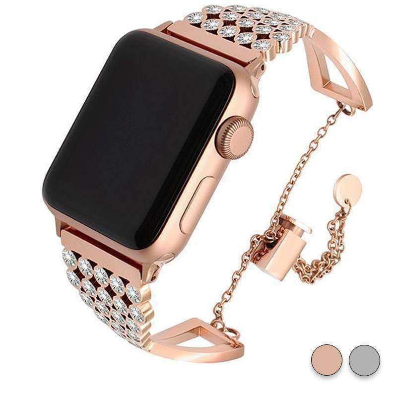 Accessories Rose Gold / 38mm/40mm Apple watch cuff band,  Bling Luxury Crystal Diamond iWatch cuff bangle,  Stainless Steel, 44mm, 40mm, 42mm, 38mm, Series 1 2 3 4