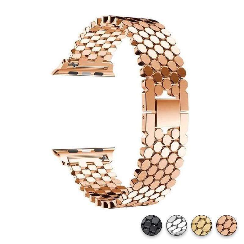 Accessories Rose Gold / 38mm/40mm Apple Watch Series 5 4 3 2 Band, Hexagon Strap, Stainless Steel, iWatch, Watchbands, 38mm, 40mm, 42mm, 44mm -  US fast shipping