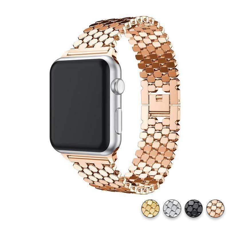 Accessories Rose Gold / 38mm / 40mm Apple watch series 5 4 3 2 Band honeycomb Stainless steel iwatch strap, 44mm, 40mm, 42mm, 38mm, US Fast Shipping