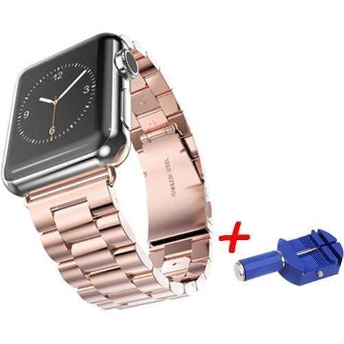 accessories Rose Gold / 38mm / 40mm Apple Watch Series 5 4 3 2 Band, Sport Link Stainless Steel Metal Rolex Style Strap with tool 38mm, 40mm, 42mm, 44mm - US Fast Shipping