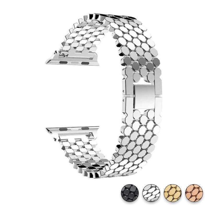 Accessories Silver / 38mm/40mm Apple Watch Series 5 4 3 2 Band, Hexagon Strap, Stainless Steel, iWatch, Watchbands, 38mm, 40mm, 42mm, 44mm -  US fast shipping
