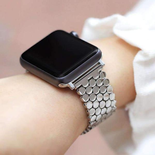 Accessories Silver / 38mm / 40mm Apple watch series 5 4 3 2 Band honeycomb Stainless steel iwatch strap, 44mm, 40mm, 42mm, 38mm, US Fast Shipping
