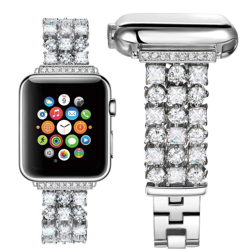 Accessories Silver / 42mm/44mm Apple Watch crystal band, Luxury Bling Diamond Bracelet,  Rhinestone Stainless Steel Strap 44mm/ 40mm/ 42mm/ 38mm, iWatch Series 1 2 3 4