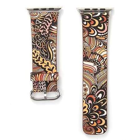 Accessories Yellow / 38mm/40mm Apple Watch leather flower print band strap, 44mm/ 40mm/ 42mm/ 38mm Series 1 2 3 4