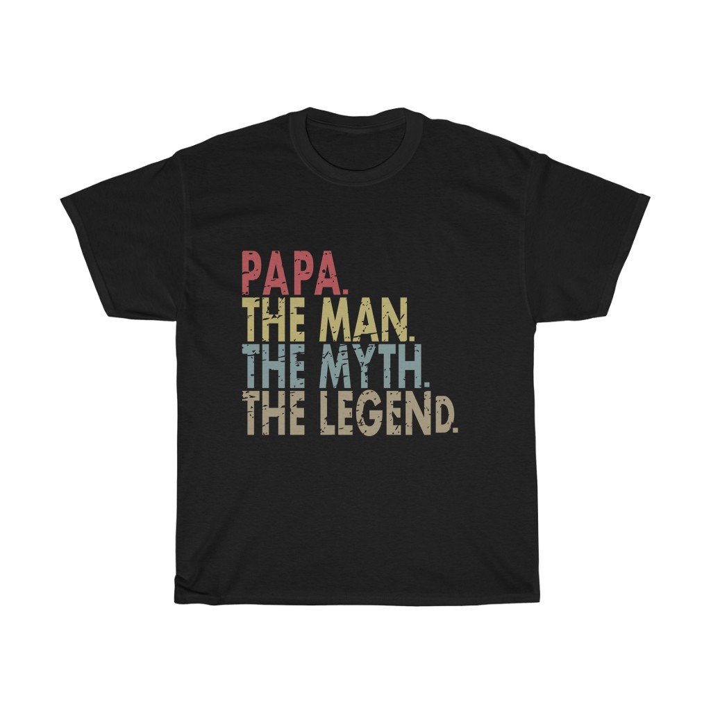 T-Shirt Black / S Papa The Man The Myth The Legend men tshirt tops, short sleeve cotton man tee shirt t-shirt, small - large plus size