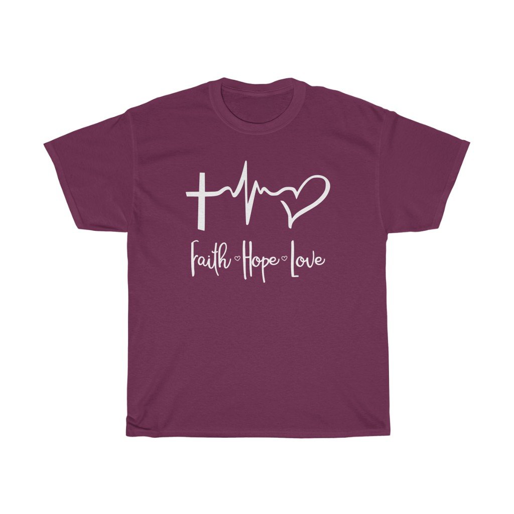 T-Shirt Maroon / S Faith Love Hope women tshirt tops, short sleeve ladies cotton tee shirt , small - large plus size