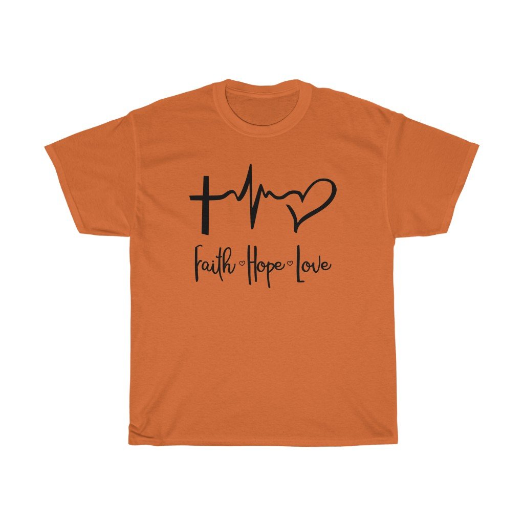 T-Shirt Orange / S Faith Love Hope women tshirt tops, short sleeve ladies cotton tee shirt , small - large plus size