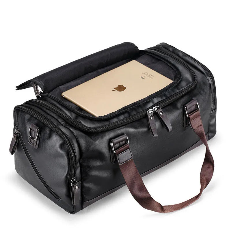58％ Off | Men's PU Leather Gym Bag Sports Bags Duffel Travel Luggage Tote Handbag for Male Fitness Men Trip Carry ON Shoulder Bags XA109WA