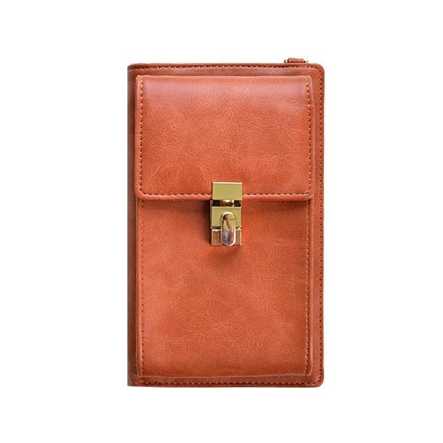 Apple 9055 brown New Women Casual Wallet Brand Cell Phone Wallet Big Card Holders Wallet Handbag Purse Clutch Messenger Shoulder Straps Bag