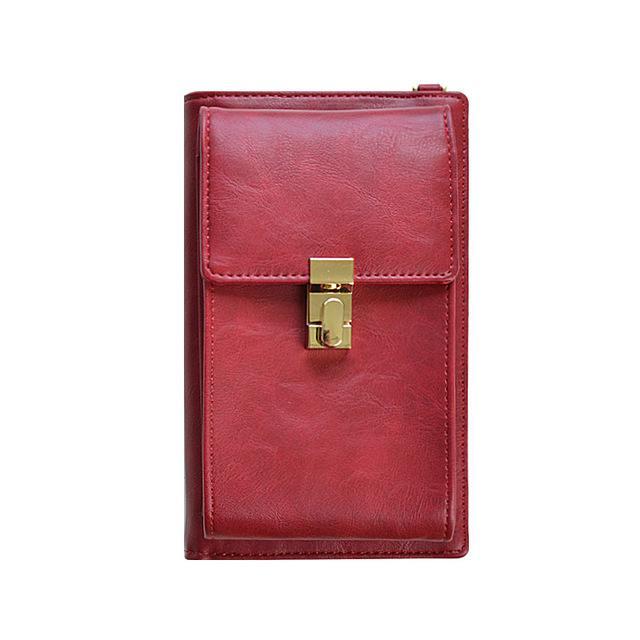 Apple 9055 wine red New Women Casual Wallet Brand Cell Phone Wallet Big Card Holders Wallet Handbag Purse Clutch Messenger Shoulder Straps Bag