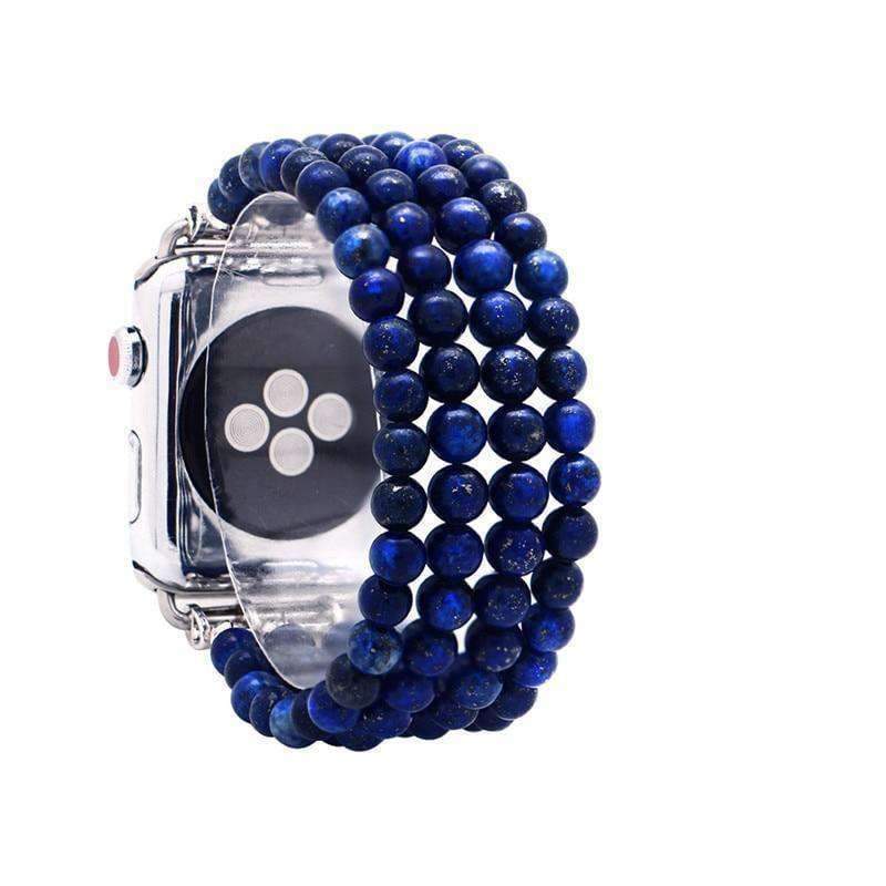 Apple Apple watch band bracelet lapis Natural Stone Watchband For iWatch, Blue Sandstone Women Elastic Watch strap  44mm/ 40mm/ 42mm/ 38mm