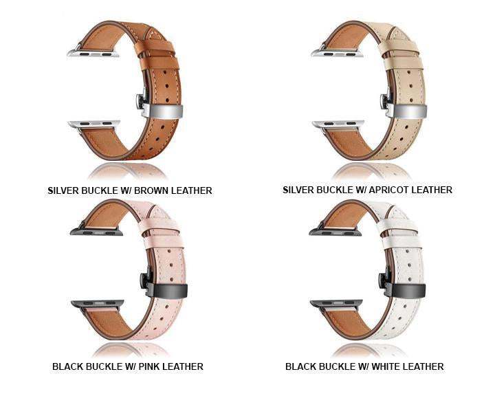 Genuine Leather Series 7 6 5 Luxury Rose Gold Butterfly Buckle Strap