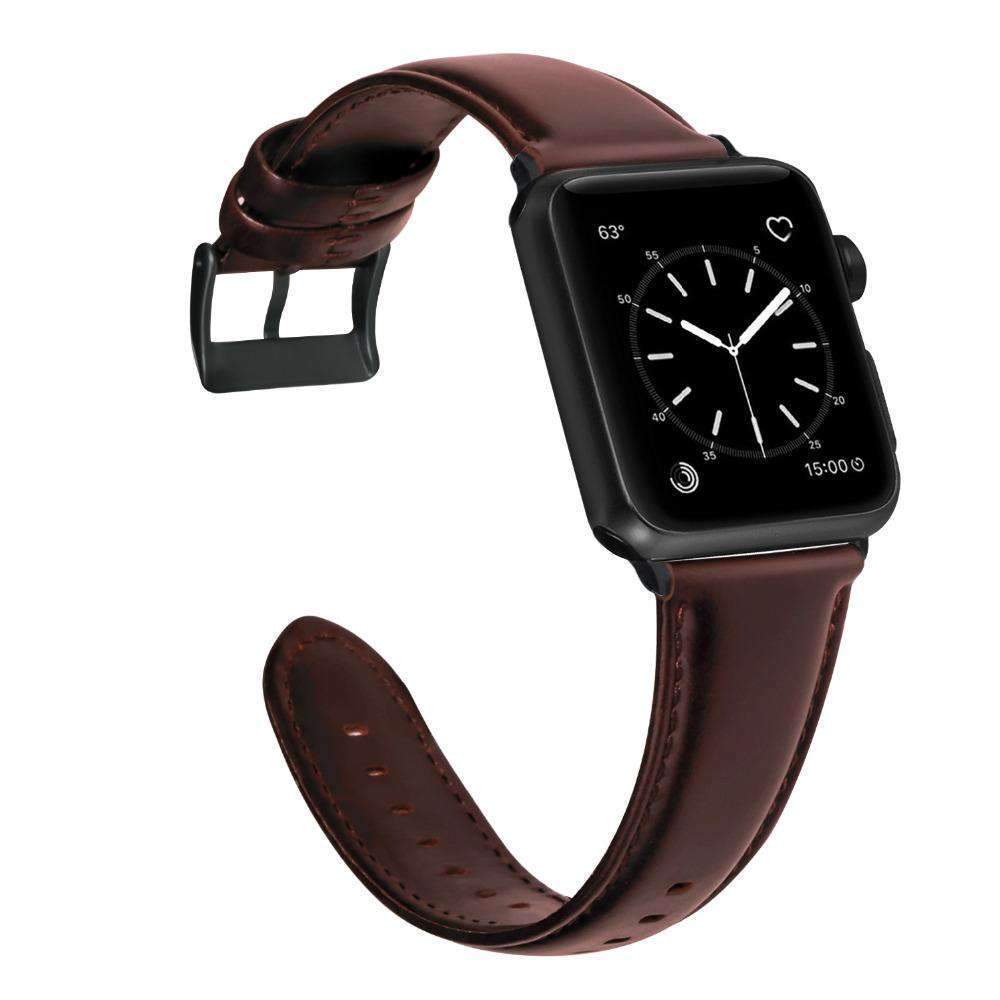 Apple Apple watch band mens Genuine Leather Wax Oil Skin band bracelet for Apple Watch Series 1 2 3 4 Watchband Replacement Strap Men 44mm/ 40mm/ 42mm/ 38mm