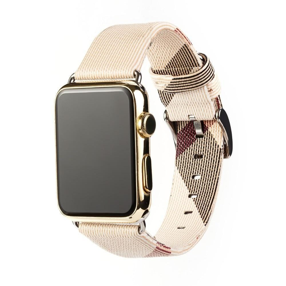 Apple Watch Checkered Leather Bands 44mm 42mm 40mm 38mm – Aztruna