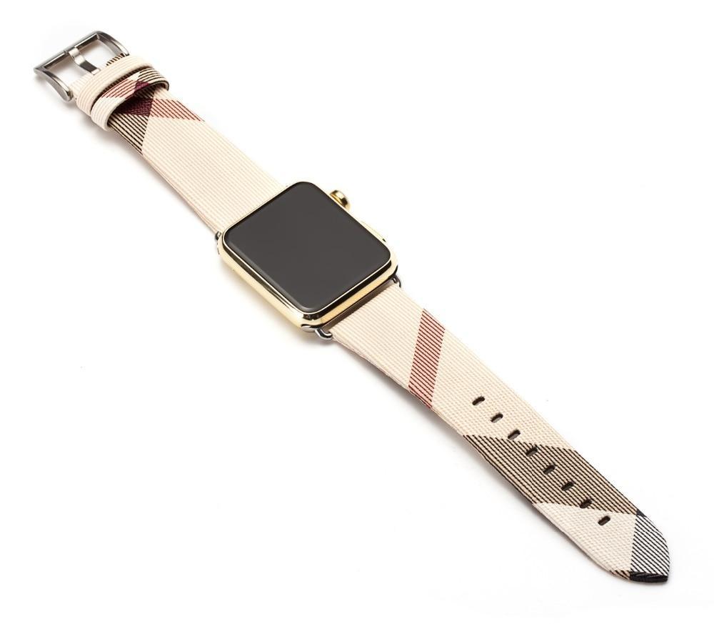 Plaid Checkered Leather w/ Silver Metal Connector Strap Series 7 6 5
