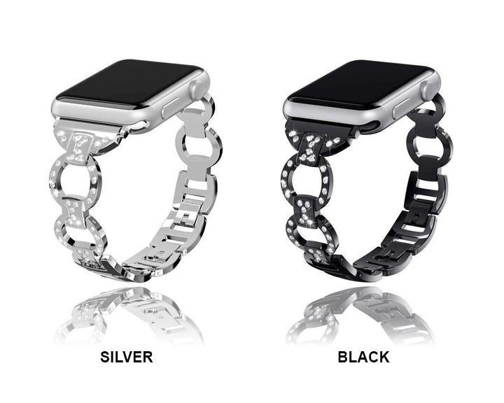 Bling Diamond Band Luxury Stainless Steel Link Strap For Series 7 6 5