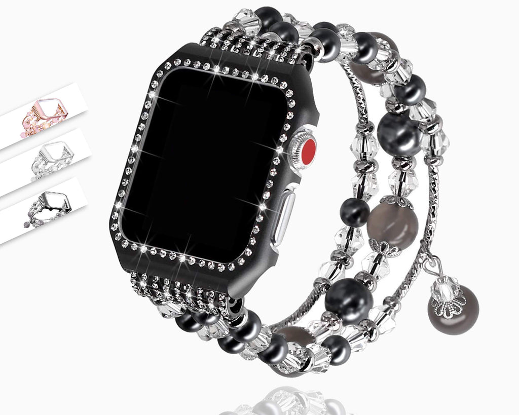 Apple Watch Series 7 6 5 4 3 2 Band Agate Wrist Belt Metal Case Luxury