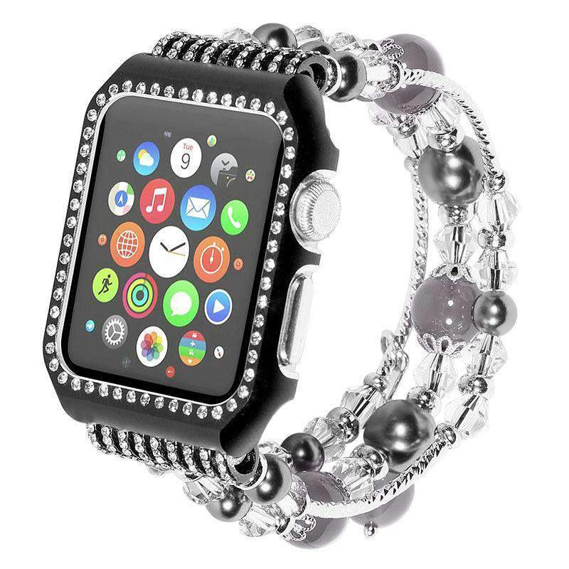 Apple Apple Watch Series 5 4 3 2 Band, Agate Wrist Belt Metal Case Luxury Accessories for Women 38mm, 40mm, 42mm, 44mm