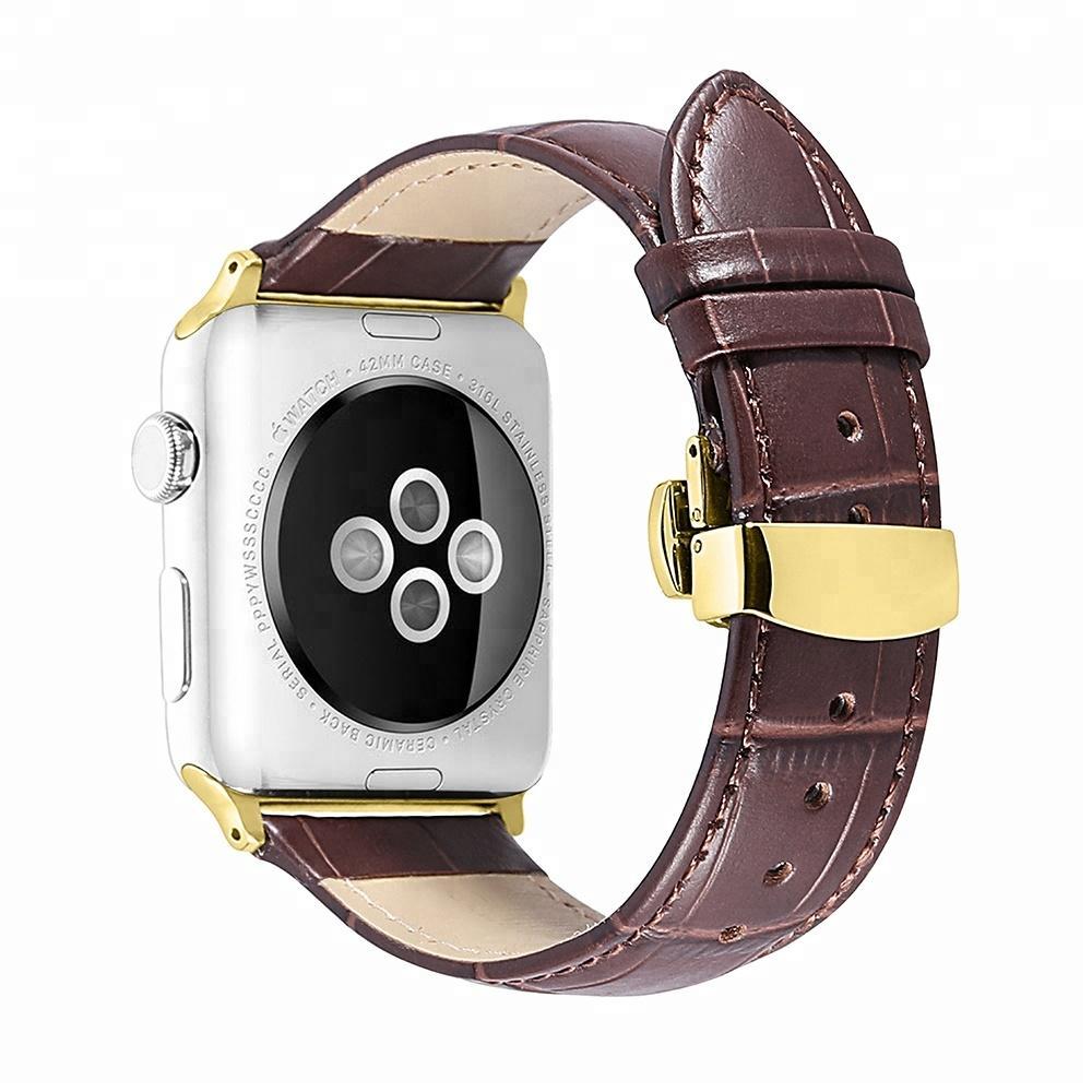 (Honey bee Golden Pattern Queen Crown Textile) Patterned Leather Wristband  Strap for Apple Watch Series 4/3/2/1 gen,Replacement for iWatch 42mm / 44mm