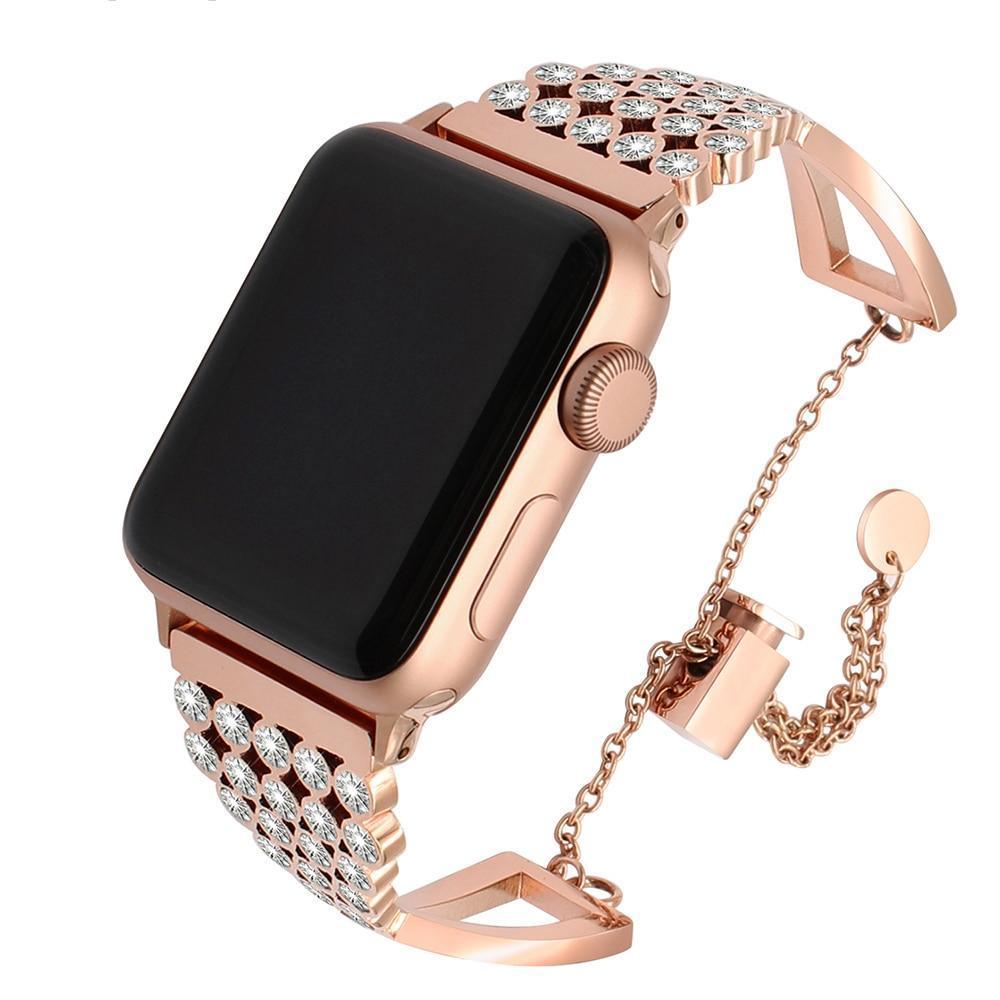 Apple Apple Watch Series 5 4 3 2 Band, Diamond Watchband Stainless Steel Band Women Strap Jewelry Bracelet for iWatch 38mm, 40mm, 42mm, 44mm