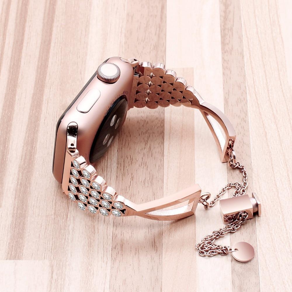Apple Apple Watch Series 5 4 3 2 Band, Diamond Watchband Stainless Steel Band Women Strap Jewelry Bracelet for iWatch 38mm, 40mm, 42mm, 44mm