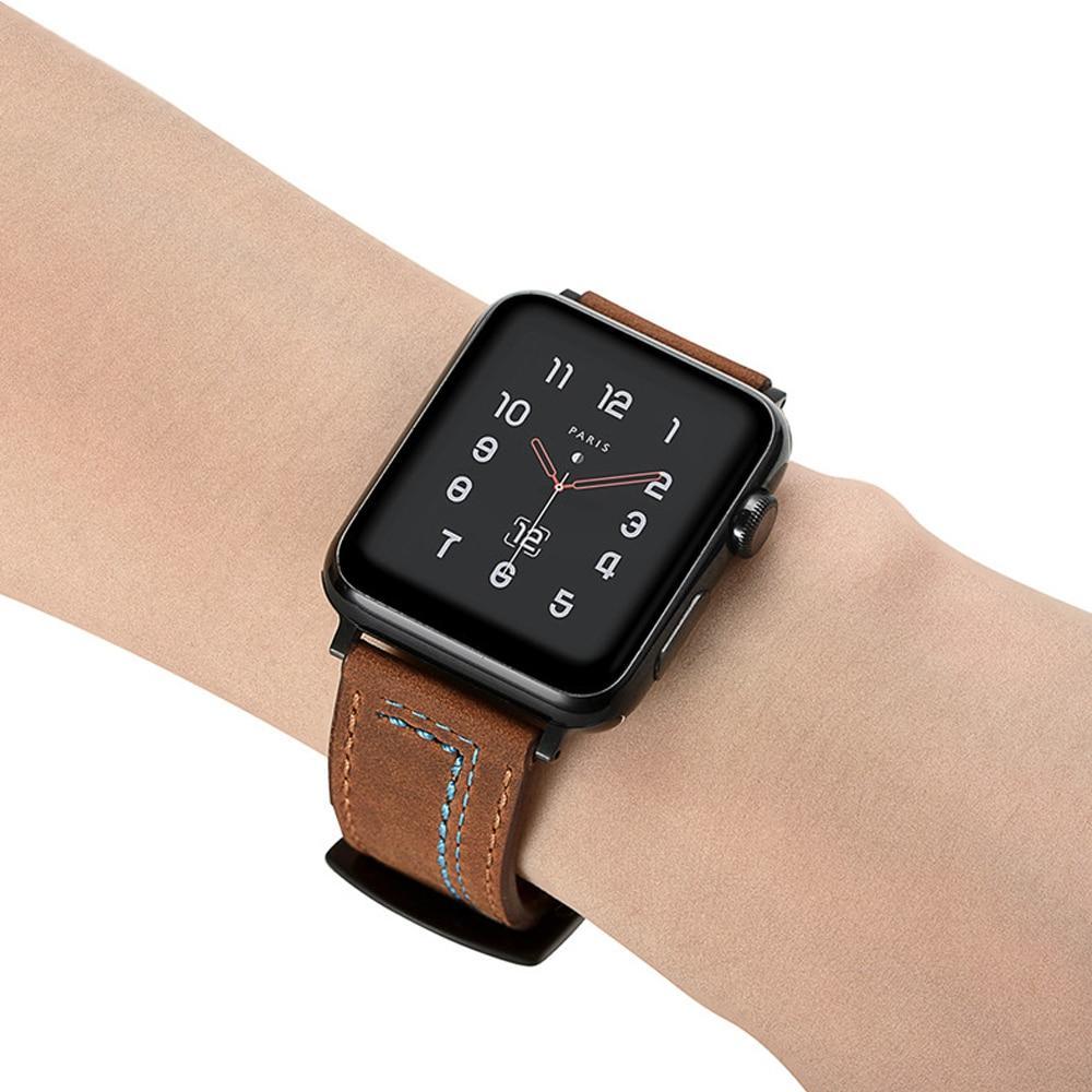 Apple Apple Watch Series 5 4 3 2 Band, Genuine Leather Strap Watchband Belt Bracelet 38mm, 40mm, 42mm, 44mm -  US Fast Shipping