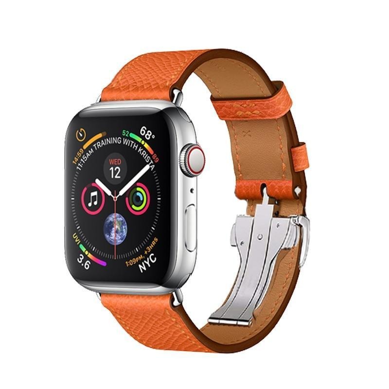 Apple Apple Watch Series 5 4 3 2 Band, Leather strap Deployment Buckle watch Strap watchband Hermes 38mm, 40mm, 42mm, 44mm - US Fast Shipping