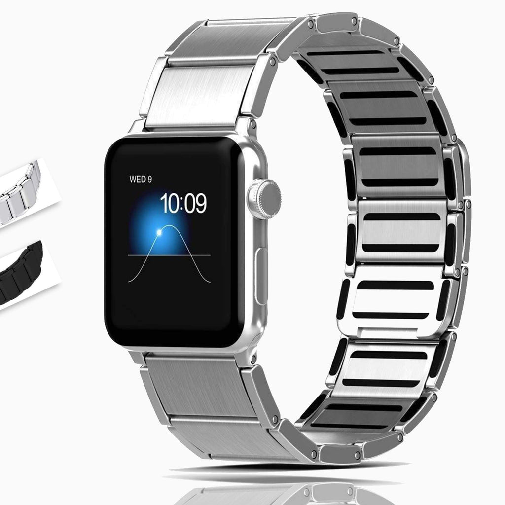 Silver link Apple Watchband Series 7 6 Stainless Steel Magnetic Loop