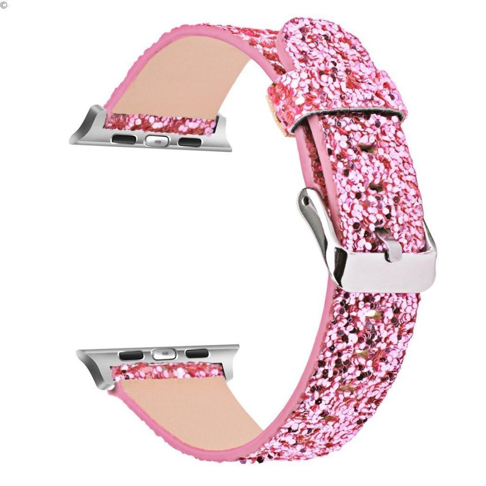 Apple Copy of Apple Watch Series 5 4 3 2 Band, Luxury Apple Watch Sparkle Glitter Bling Leather Band 38mm, 40mm, 42mm, 44mm - US Fast Shipping