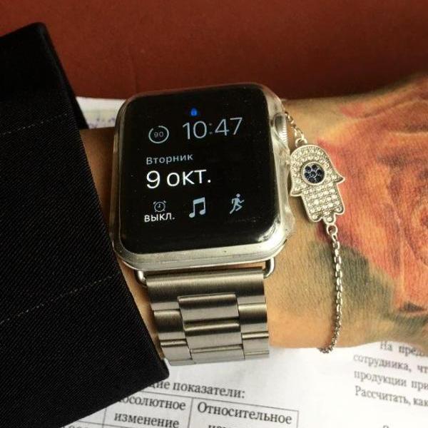 Apple Apple Watch Series 5 4 3 2 Band, Matte flat link sport strand Stainless Steel Strap 44mm, 40mm, 42mm, 38mm Metal Links Bracelet Smart Watch