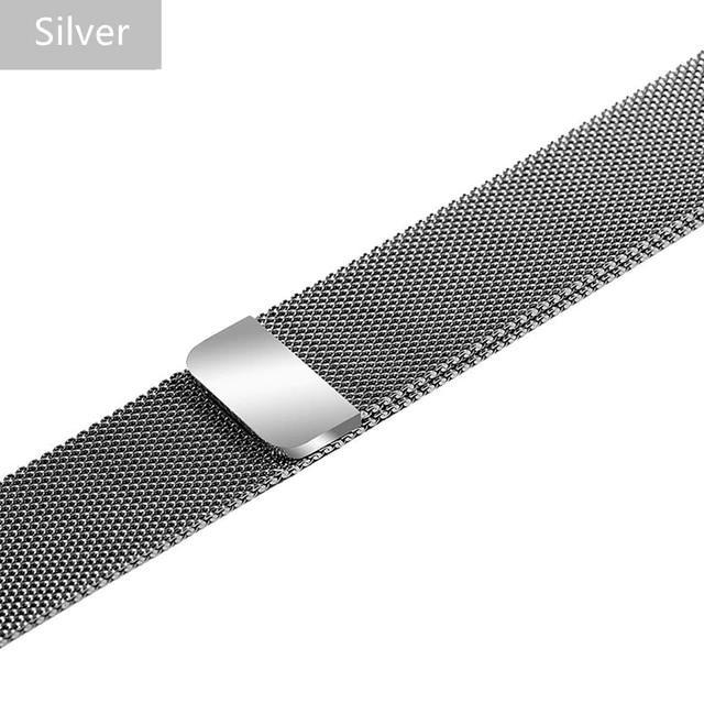 Apple Silver / 38mm / 40mm Apple Watch Series 6 5 4 Band, Steel Magnetic Milanese Loop Watchbands