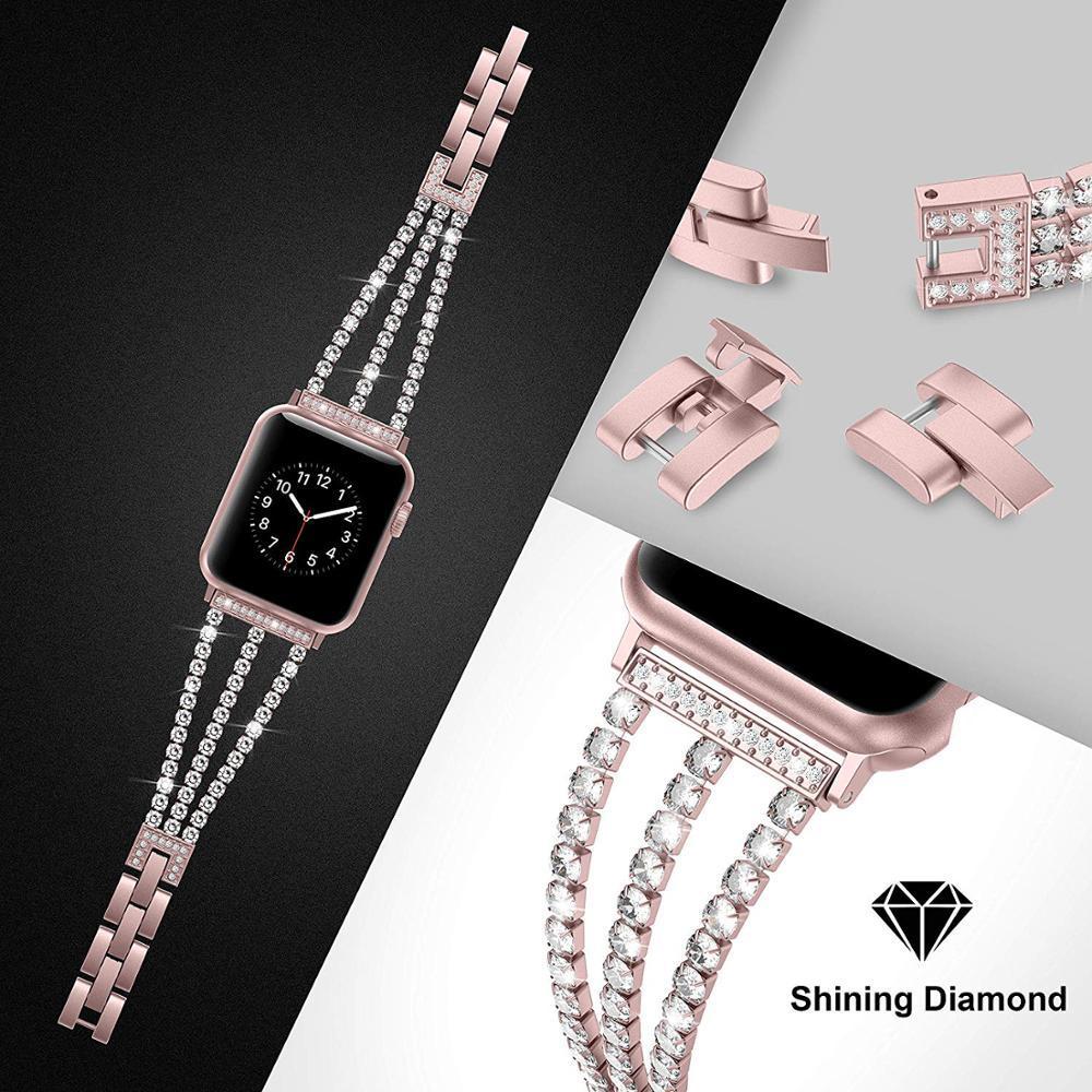 Apple Watch Band Women Rose Gold Swarovski Crystals & Crystal 