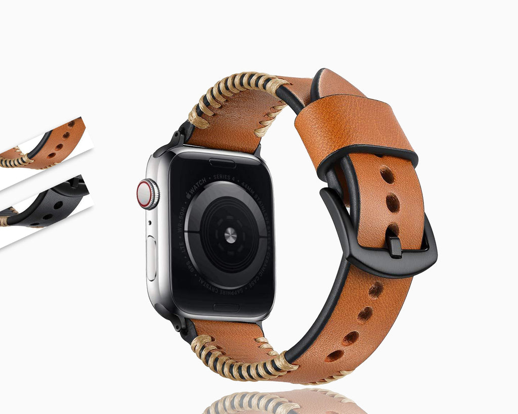 Watch Strap White Wire Premium Leather Strap Watchband Series 7 6 5 4